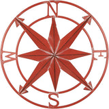 Zeckos 20-Inch Diameter Coral Orange Finish Metal Nautical Compass Rose Wall Hanging - Rustic Navigational Decorative Accent for Indoor and Outdoor Decor Spaces