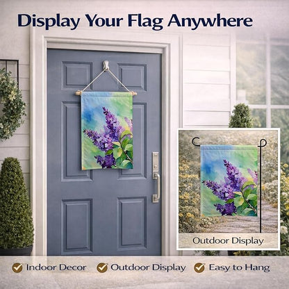 Caroline's Treasures New Hampshire Purple Lilac in Watercolor Garden Flag Mailbox Flag Decorative Yard Flag Banner Outside Patio Artwork Yard Flower Beds, Garden Size, Multicolor