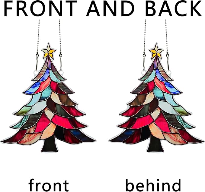 Christmas Tree Ornaments Colorful Window Hanging Decorations Home Wall Decor for Indoor Outdoor