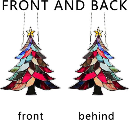 Christmas Tree Ornaments Colorful Window Hanging Decorations Home Wall Decor for Indoor Outdoor
