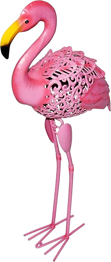 Owlgift 31 Inch Flamingo Garden Statues and Sculptures, Tall Metal Pink Flamingo Garden Statues, Birds Yard Art Outdoor Statue, Large Lawn Ornaments for Home, Patio, Backyard Décor