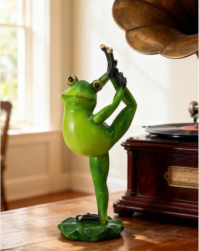 Cute Statues Frog Statue Outdoor Garden Sculptures for Yard Lawn Resin Animal Figurines Yoga Art Backyard Decor(Dancing)