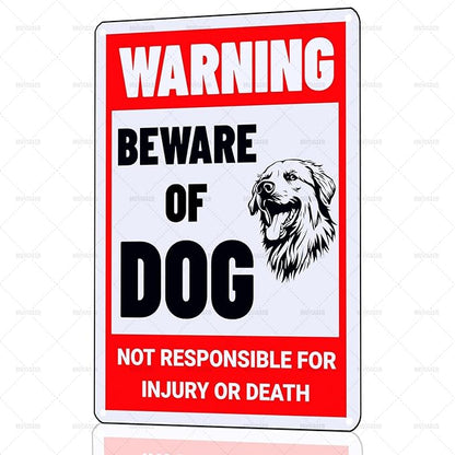 Beware of Dog Sign Golden Retriever Metal Sign Warning Beware of Dog Signs for Fence Outdoor Farm Garden Gate Home Yard Decor 8x12 Inch