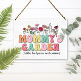 Mommy's Garden Wooden Sign Decor, Indoor Decoration Hanging Signs 8x10 Inches, Outdoor Garden Decor Yard Wall Hanging Decor Sign, Mothers Day Gifts Birthday Gifts for Mom Grandma