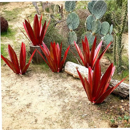 Metal Agave Plants 13.78 InchOutdoor Decor Tequila Rustic Sculpture Metal Agave Yard Art Agave Sculpture Statue Garden Yard Decor Ornament Wine Red, Garden Statues Outdoor