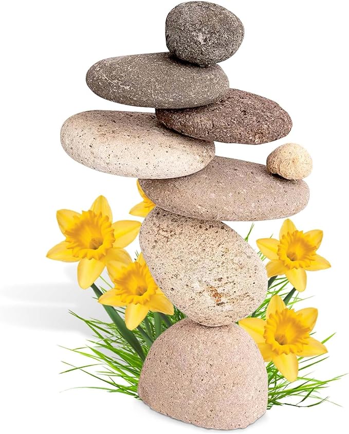 Happy Gardens Zen Stacked Rocks Sculpture | Cairn Statue Balancing Rock Stone Decor for Japanese Garden | Stacking Pebbles
