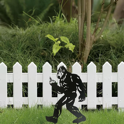 Bigfoot Flip Off Peek Decorative Garden Stake Sasquatch Metal Silhouette Sign Standout Sculpture Decor Outdoor Yard Patio Lawn Big Foot Gifts 17x11.4 in