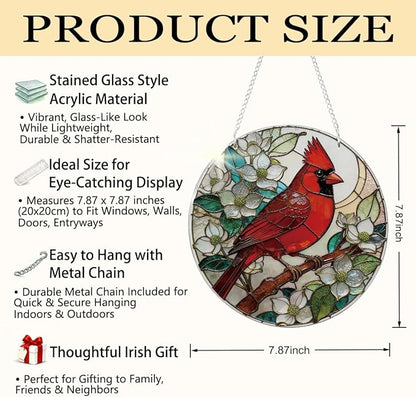 Cardinal Window Hanging Suncatcher, Indoor Window Wall Art, Cardinal Remembrance Gifts, Cardinals Memorial Gifts for Loss of Loved One, Women Grandma Mom, Mothers Day Birthday