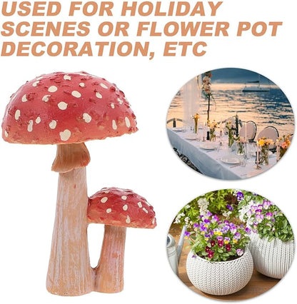 HANABASS Mini Mushroom Ornaments 3.93X2.36X2.36 Inch Resin Garden Figurine for Outdoor Yard Patio Plant Pot Decoration Fairy Garden Sculpture