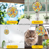 GENANY Honey Bear Glass Window Hanging, Spring Sun Catcher with Metal Chain and Hook, Romantic Gifts for Women Friends Family, Garden Decor, Housewarming Gifts, Outdoor Decor