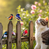 HUYIENO 5PCS Vivid Metal Birds Fence Decor 2D Color Painted Outdoor Garden Natural Bird Sculptures for Outdoor Fences, Patio, Garden and Bird Lovers