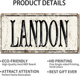 Madcolitote Vintage Country Landon Wood Sign Landon Street Custom Signs Outdoor Metal Rustic Wooden Wall Art Farmhouse Wall Decor Kitchen Home Decor Signs Wall Hanging Sign 6x12in