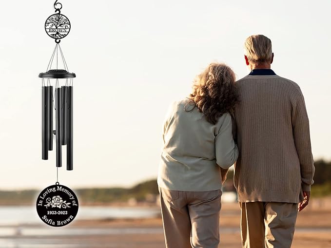 Personalized Sympathy Wind Chimes, 37" Wind Chimes in Memory of a Loved One, Custom Loss of Mom Sympathy Gift, Remembrance Wind Chime