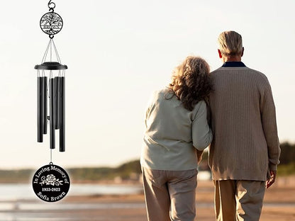 Personalized Sympathy Wind Chimes, 37" Wind Chimes in Memory of a Loved One, Custom Loss of Mom Sympathy Gift, Remembrance Wind Chime
