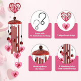 Love Heart Wind Chimes Outdoor,Romantic Metal Wind Chime for Couples – Valentine’s Day Anniversary Wedding Gift for Wife & Husband, Cupid & Couple Garden Porch Decor (Red)