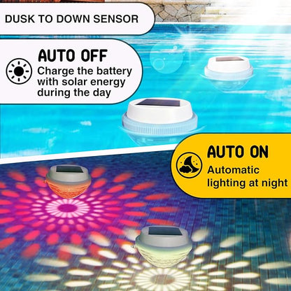 Solar Floating Pool Lights, RGB Color Changing LED Pool Lighting, IP65 Waterproof Auto On/Off LED Lights for Ponds, Pools, Garden and Party Decor