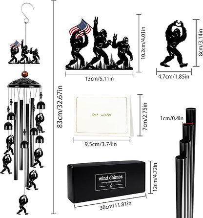 Sasquatch Wind Chime for Outside: Big Foot Gifts for Men Women, Adventure Theme Outdoor Metal Wind Chime, Home Garden Patio Yard Decor