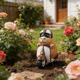 Capybara Solar Outdoor Figurine Light, Capybara Riding Motorcycle Garden Statue with LED Headlight, Waterproof Solar Powered Lawn Decor for Yard Patio Porch, 8.6” x 4.7” x 9.4”