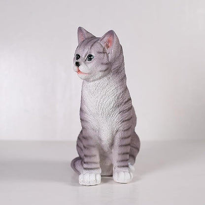 Outdoor cat Sculpture Garden Cat Statue, Gray Resin, 10.8 x 7 x 4.7 inches, Grey Kitten Statue Courtyard, Lawn, Yard Decoration, Cute Kitten Gift