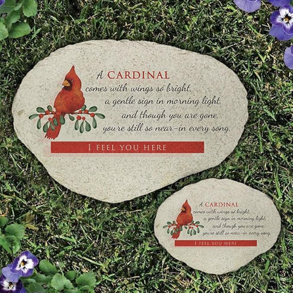 GiftsForYouNow Cardinal Memorial Garden Stone, I Feel You Here Sympathy Gift, Outdoor Bereavement Marker, Loss of Loved One Tribute