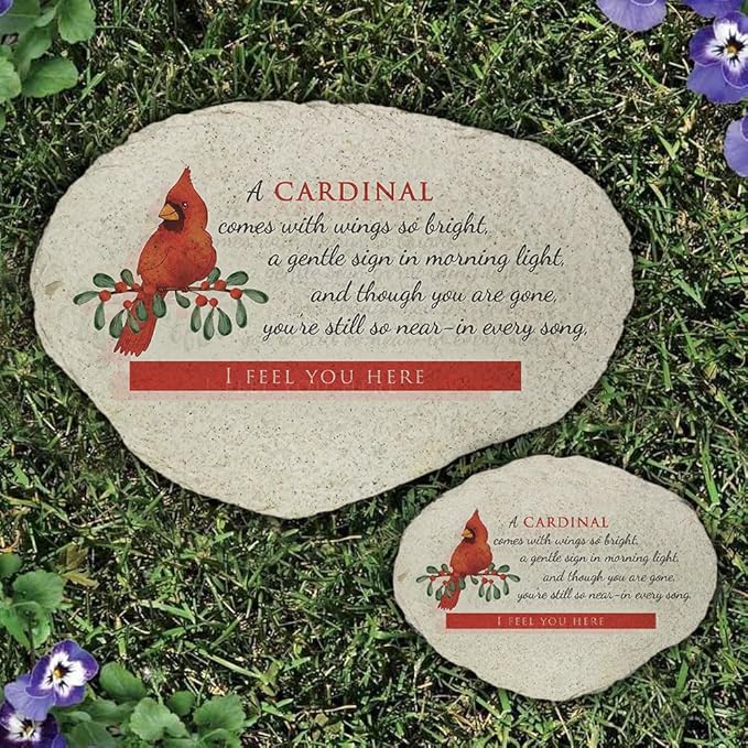 GiftsForYouNow Cardinal Memorial Garden Stone, I Feel You Here Sympathy Gift, Outdoor Bereavement Marker, Loss of Loved One Tribute