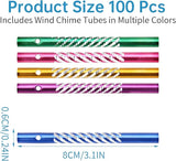 100Pcs Metal Wind Chime Tubes, Aluminum DIY Crafts Wind Chime Empty Tubes Parts Kit, Assorted Color