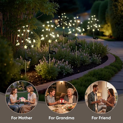 Solar Garden Lights Outdoor Waterproof,Garden Decor Solar Flowers For Outside Decorative,6Pack 2Modes Solar Powered Fairy Outdoor Decorations for Yard Patio Pathway, Gardening Gifts Mothers Day