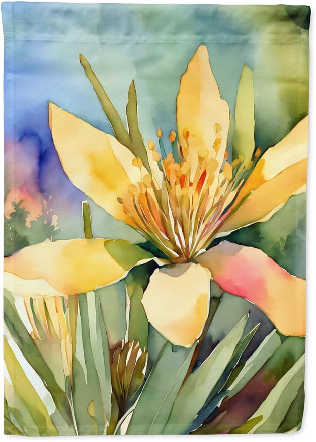 Caroline's Treasures New Mexico Yucca Flower in Watercolor Garden Flag Mailbox Flag Decorative Yard Flag Banner Outside Patio Artwork Yard Flower Beds, Garden Size, Multicolor