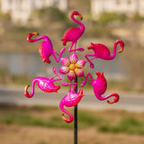44" Flamingo Garden Wind Spinners - Metal Outdoor Stakes Kinetic Wind Spinner Windmills Decor, Wind Sculpture Yard Art Decorations for Patio, Lawn & Garden