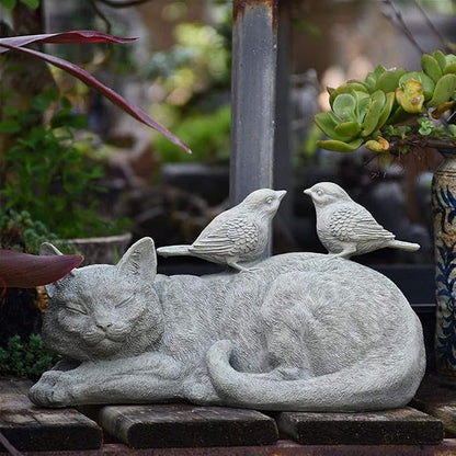 Garden Ornaments Outdoor Garden Animal Statues Cat Sculptures Bird Resin Retro Model Crafts Home Gardening Decoration Outdoor Ornaments Garden Ornaments