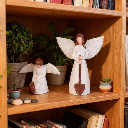Garden Angel Statues of Set 2, Gardening Gifts for Women Figurines, Unique for Mom Sisters Grandma Friends, Gift to Celebrate Friendships
