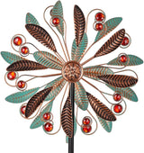 DREAMSOUL Metal Wind Spinners Outdoor, Double Wind Spinner with 5 Stable Stake, Kinetic Spinners for Yard and Garden (63 * 13 Inches)