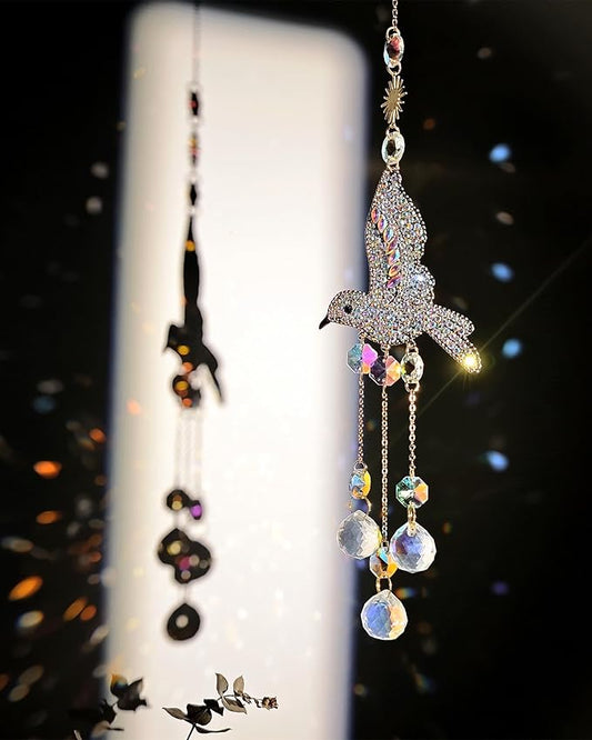 Hummingbirds Sun Catchers Hanging for Indoor Windows Crystal Prism Beads Bird Suncatchers Sparkling