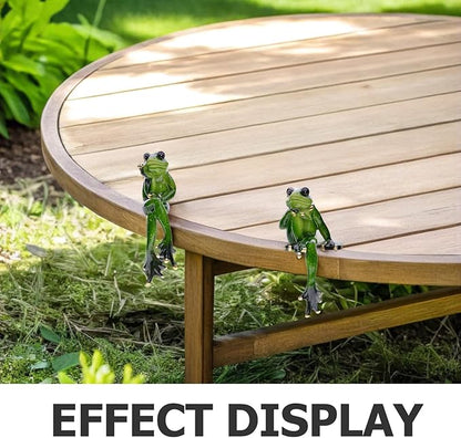 Angoily Frog Statue, 2 Pcs Resin Animal Figurine for Outdoor Garden Decor, 6.3" Funny Edge Sitter Sculpture for Lawn Patio Yard Pond Shelf, Table Art Turtle Garden Decor