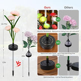 Solar Garden Lights Outdoor - Solar Flowers Lights Outdoor Decorative Waterproof, 40 Hours Coloring Changing Carnation Yard Pathway Lawn Solar Powered Lamp, Backyard Decor, 4pcs