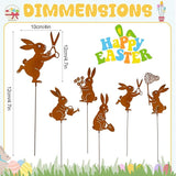 Leinuosen 5pcs Easter Bunny Garden Stakes 13 inch Metal Easter Yard Decor Rustic Rust Finish Outdoor Garden Stakes Bunny Silhouette Set for Lawn Planter Flower Pot Pathway Spring Decoration(Rusty)