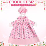 FuWeave Spring Goose Outfit Flower Porch Goose Clothes for 23" Large Statue Outdoor Patio Yard Lawn Art Decoration(Pink Floral,23 inch)