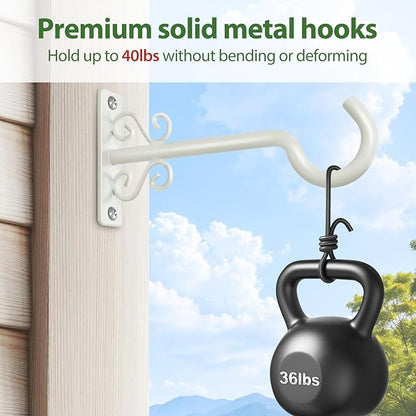 BOLITE Plant Hangers, 6 Inch Hanging Plant Brackets Outdoor or Indoor, Wall Hooks for Hanging Hummingbird Feeders, Bird Feeders, Planters, Lantern, Wind Chime, 2 Pack, Retro White, Gifts for Women Men