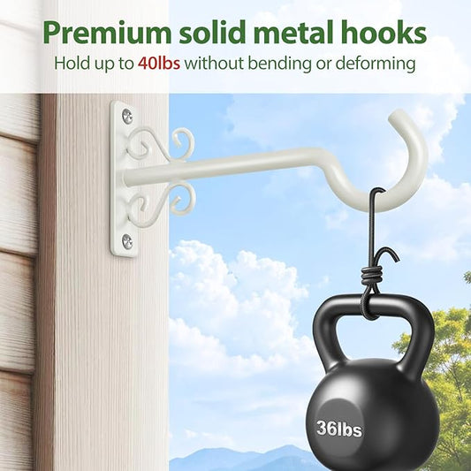 BOLITE Plant Hangers, 6 Inch Hanging Plant Brackets Outdoor or Indoor, Wall Hooks for Hanging Hummingbird Feeders, Bird Feeders, Planters, Lantern, Wind Chime, 2 Pack, Retro White, Gifts for Women Men