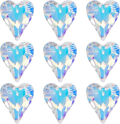1 Box 12Pcs Glass Prism Heart Crystal Suncatcher Hanging AB Color 1 x 0.85 Inch Faceted Rainbow Maker Sun Catcher Small Pendants Charms for Garden Home Window Wedding Christmas DIY Decoration
