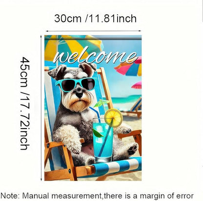 HOMETITUTE Summer Garden Flag Schnauzer Dog Flag 12x18 Vertical Double Sided Beach Welcome Seasonal Cute Puppy Yard Flag Outdoor Decoration for Porch Lawn Patio
