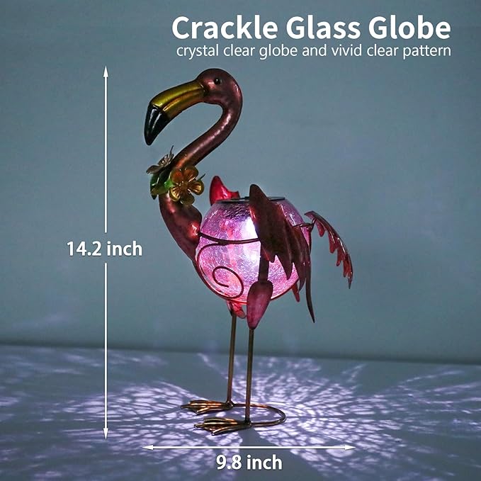 MUMTOP Flamingo Solar Light Outdoor Decor, Solar Lanterns Outdoor Waterproof Flamingo Tabletop Yard Garden Lawn Porch Patio Decorations, Gardening Gift for Women