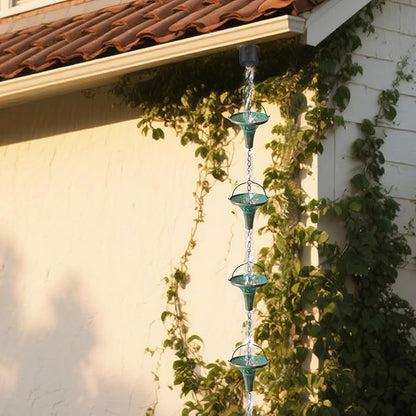 Bronze Funnel Rain Chain 8.6 FT, Decorative Metal Rain Catcher with 12 Cups, Gutter Downspout Replacement