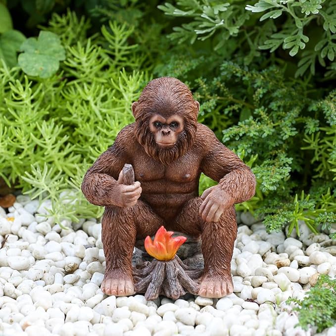 Bigfoot Statue Bigfoot Monster Fire Resin Figures 6.1 Inches, Sasquatch Gifts. Sasquatch Decor Indoor/Outdoor. Garden Decor Father's Day and Festival Gifts