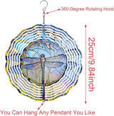 Dragonfly Metal Wind Spinners Outdoor, 3D Hanging Garden Decor for Women Mom Grandma, 25cm/ 9.84in 3D Wind Spinners for Garden Decor for Patio,Yard,Outdoor