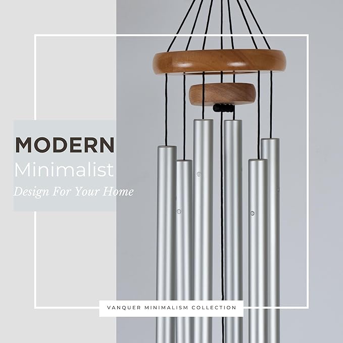 Wind Chimes for Outside, Wind Chimes Outdoor Clearance, Deep Tone Outdoors, Hummingbird Wind Chime, Memorial, Sympathy Gift, Patio, Porch, Home Décor, Modern, Acrylic Art, Silver (34" Hummingbird)