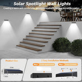 Solar Fence Lights Outdoor Waterproof，12pack High Brightness LED Spot Lens Deck Lights 10 Mode & RGB Solar Powered Wall Lighting Decor for Outside Wall, Deck, Patio, Yard, (Black-3lens, 12 pack)