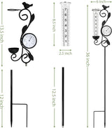 32" Garden Rain Gauge with Thermometer - 7" Glass Tube for Outdoor Indoor Use, Patio Yard Decor Statue