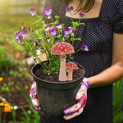 HANABASS Mini Mushroom Ornaments 3.93X2.36X2.36 Inch Resin Garden Figurine for Outdoor Yard Patio Plant Pot Decoration Fairy Garden Sculpture