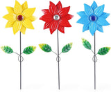 TZSSP Metal Flower Decorative,Floral Garden Stakes Yard Art,3 Pack Flower Garden Stakes Decor for Lawn & Yard Ornament